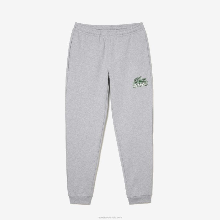 hombres Lacoste 6F24308 lomo gris cca pantalones de chándal sin cepillar