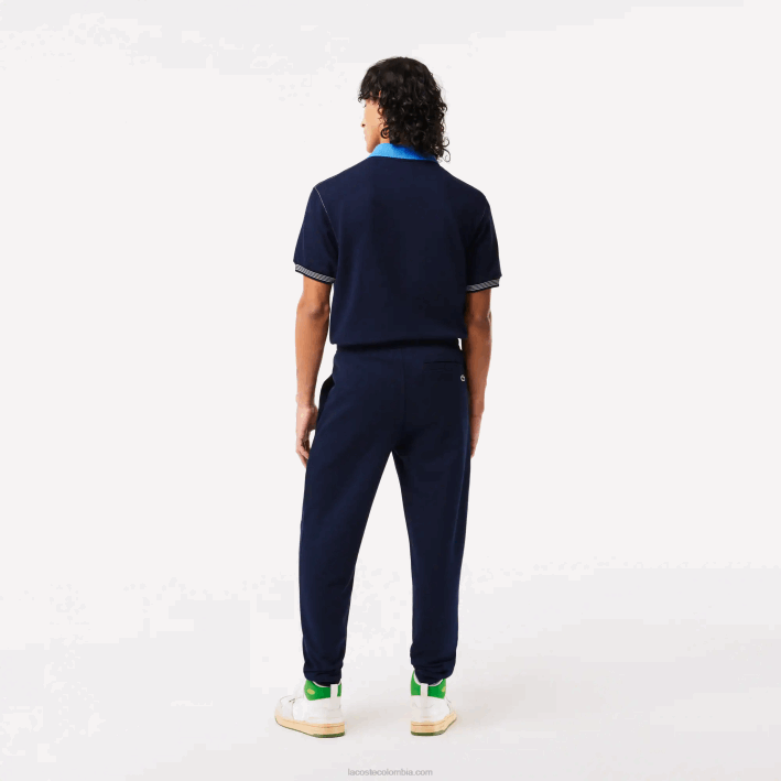 hombres Lacoste 6F24309 azul marino 166 pantalones de chándal sin cepillar