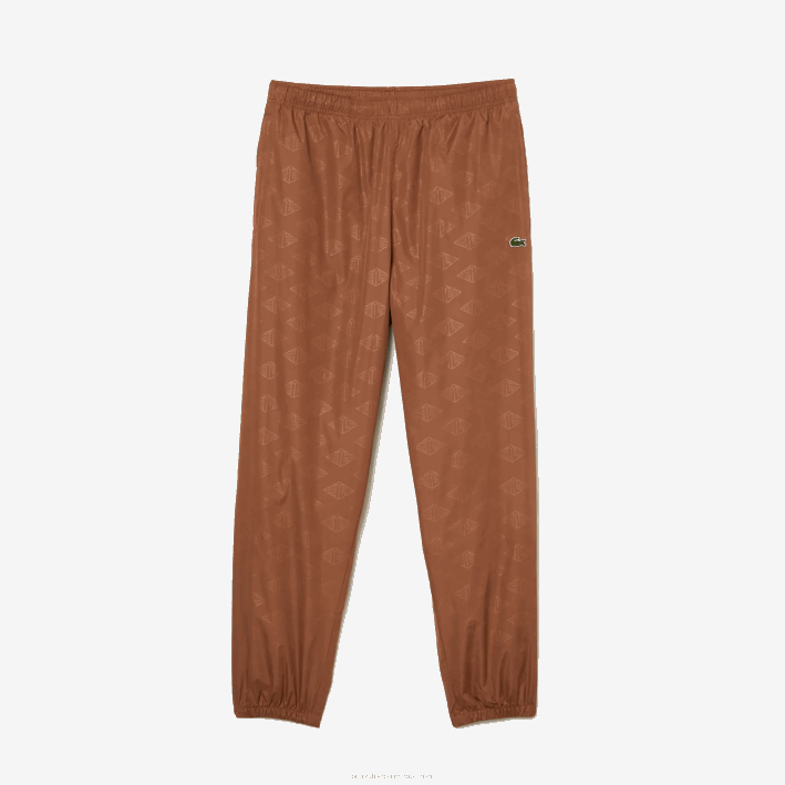 hombres Lacoste 6F24317 lfa marrón claro pants con monograma estampado