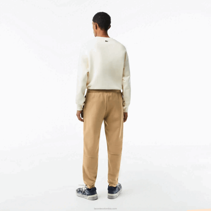hombres Lacoste 6F24350 beige cb8 pantalones de chándal tapered fit