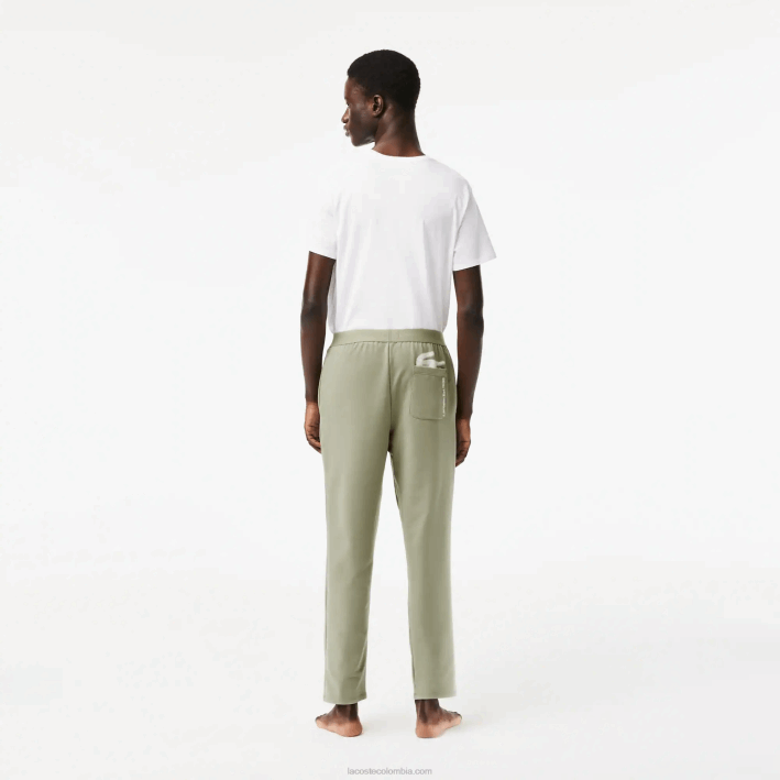 hombres Lacoste 6F24545 verde caqui g21 pantalones de chándal con logo en la pierna