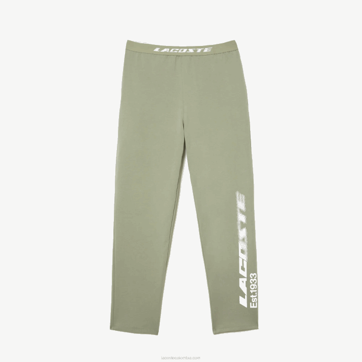 hombres Lacoste 6F24545 verde caqui g21 pantalones de chándal con logo en la pierna