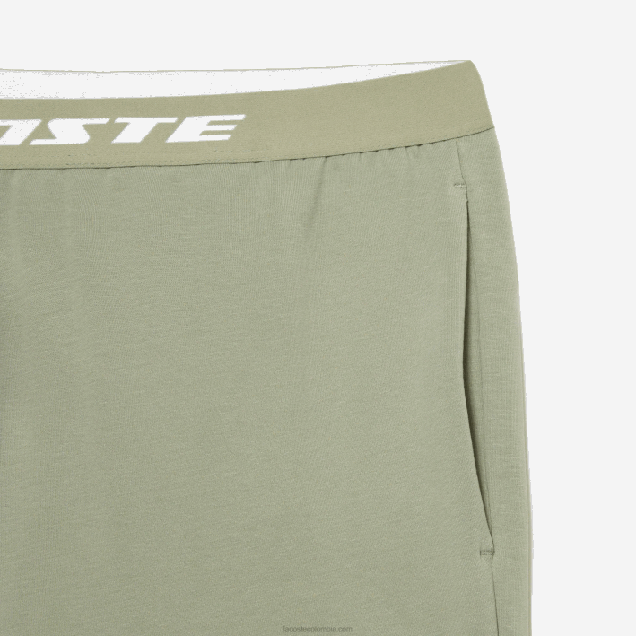 hombres Lacoste 6F24545 verde caqui g21 pantalones de chándal con logo en la pierna