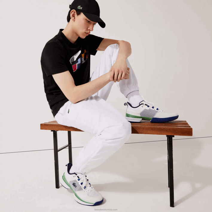 hombres Lacoste 6F24549 blanco 001 pantalones deportivos de tejido ligero