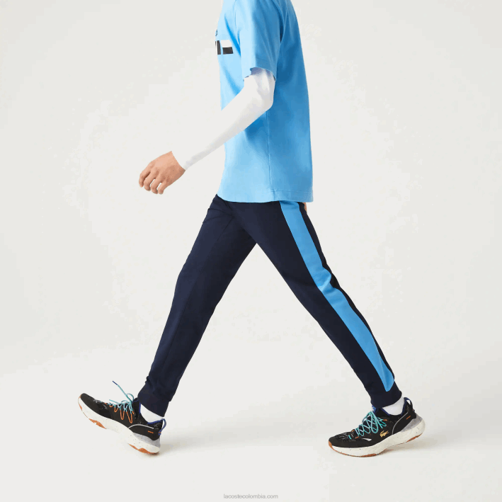 hombres Lacoste 6F24993 azul marino blanco 61e pantalones deportivos de tenis resistentes a la carrera
