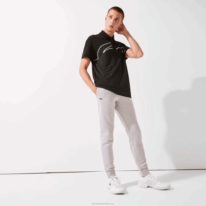 hombres Lacoste 6F241204 lomo gris cca pantalones de chándal deportivos de tenis de felpa de algodón