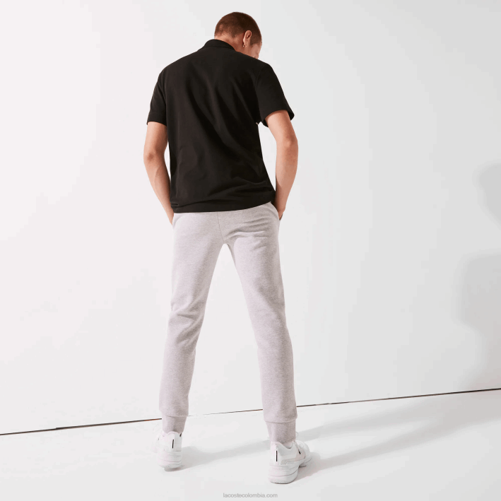 hombres Lacoste 6F241204 lomo gris cca pantalones de chándal deportivos de tenis de felpa de algodón