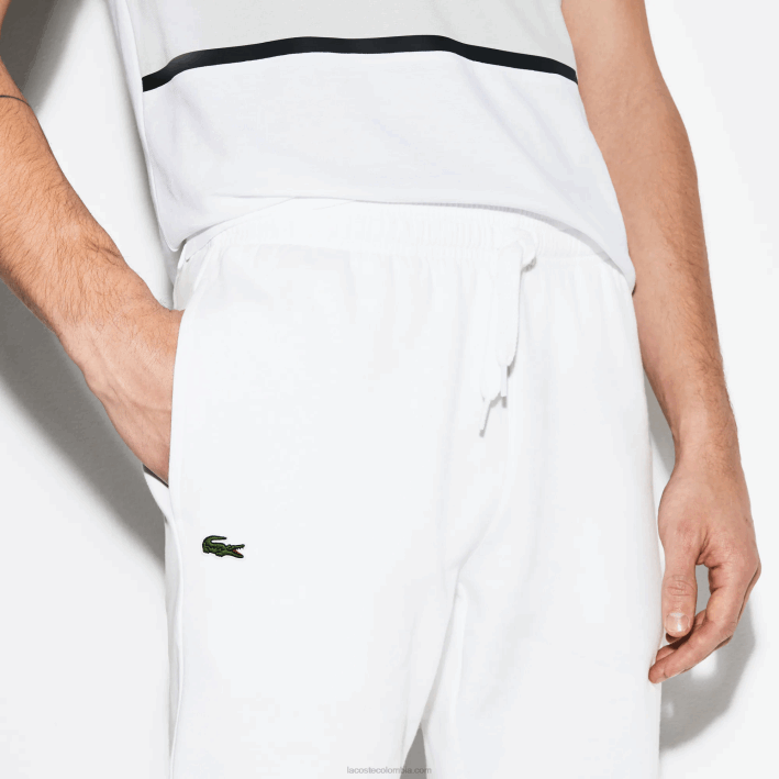 hombres Lacoste 6F24960 blanco 001 pantalones de chándal deportivos de tenis