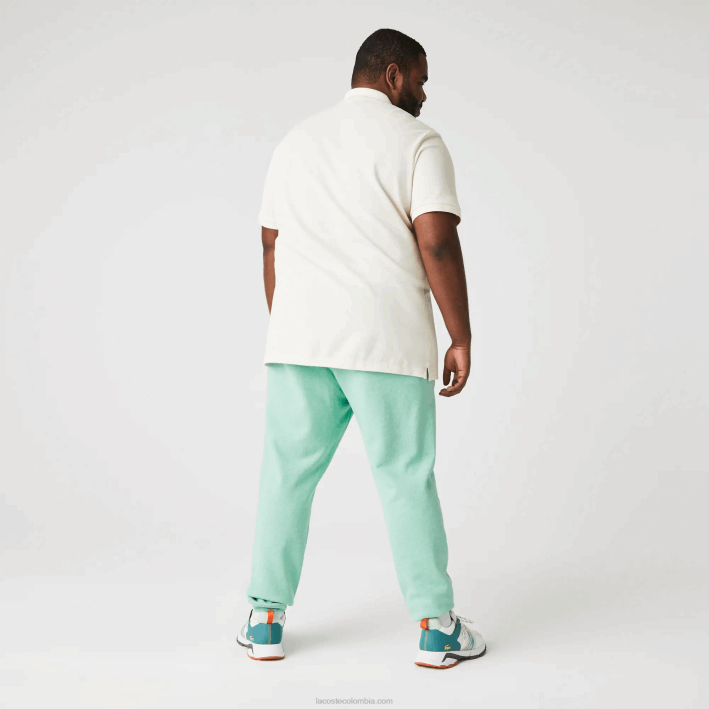 hombres Lacoste 6F241066 VHC verde pantalones de chándal de felpa de algodón con estampado de cocodrilo y firma