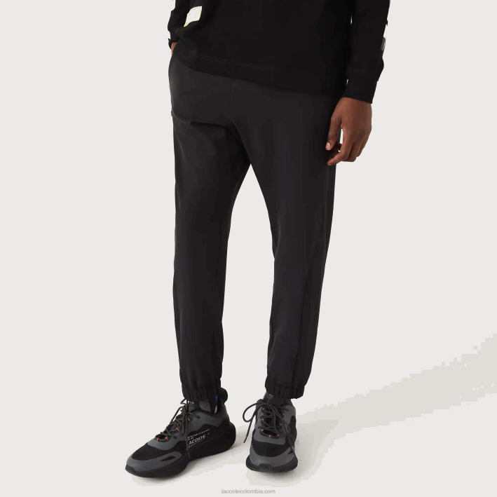 hombres Lacoste 6F241091 negro c31 pantalones deportivos con cremallera en la parte inferior