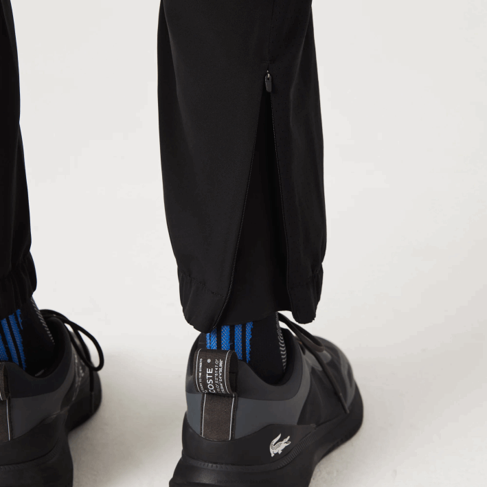 hombres Lacoste 6F241091 negro c31 pantalones deportivos con cremallera en la parte inferior