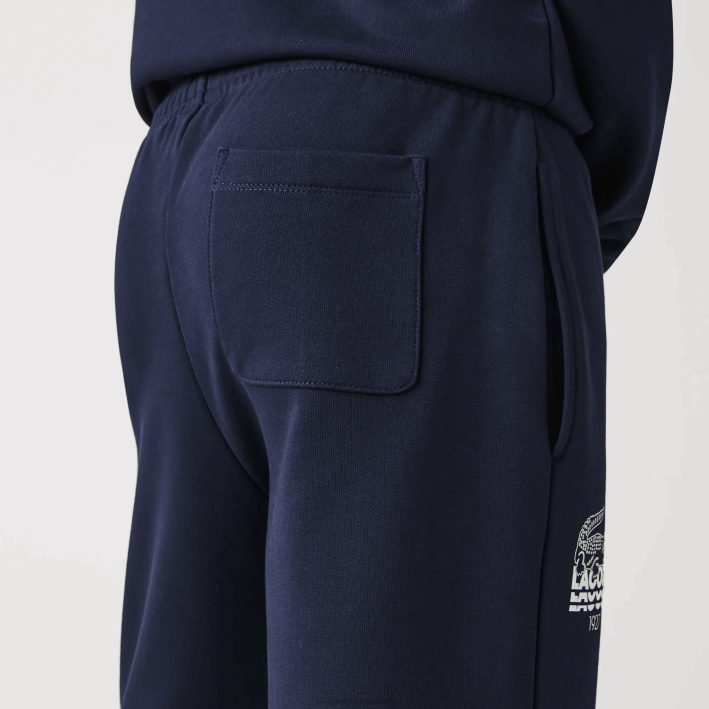 hombres Lacoste 6F241095 azul marino 166 pantalones de chándal de felpa de algodón con marca de cocodrilo