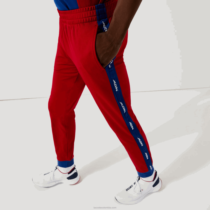 hombres Lacoste 6F241142 rojo azul blanco zt4 pantalones jogging sport piqué