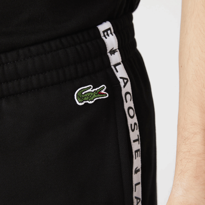 hombres Lacoste 6F241147 negro 8vm pantalones de chándal de vellón con bloques de color a rayas de la firma