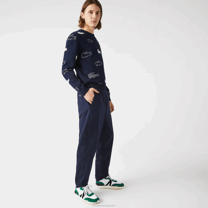 hombres Lacoste 6F241164 azul marino 166 pantalones de chándal de algodón elástico hombres Lacoste 6F241164 azul marino 166 pantalones de chándal de algodón elástico