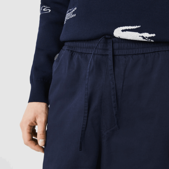 hombres Lacoste 6F241164 azul marino 166 pantalones de chándal de algodón elástico