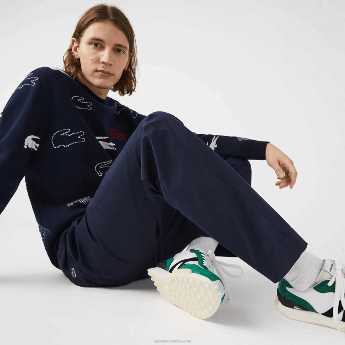 hombres Lacoste 6F241164 azul marino 166 pantalones de chándal de algodón elástico