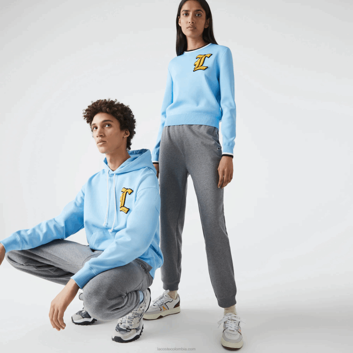 hombres Lacoste 6F241208 lomo gris 1vq pantalones de chándal de felpa de algodón orgánico