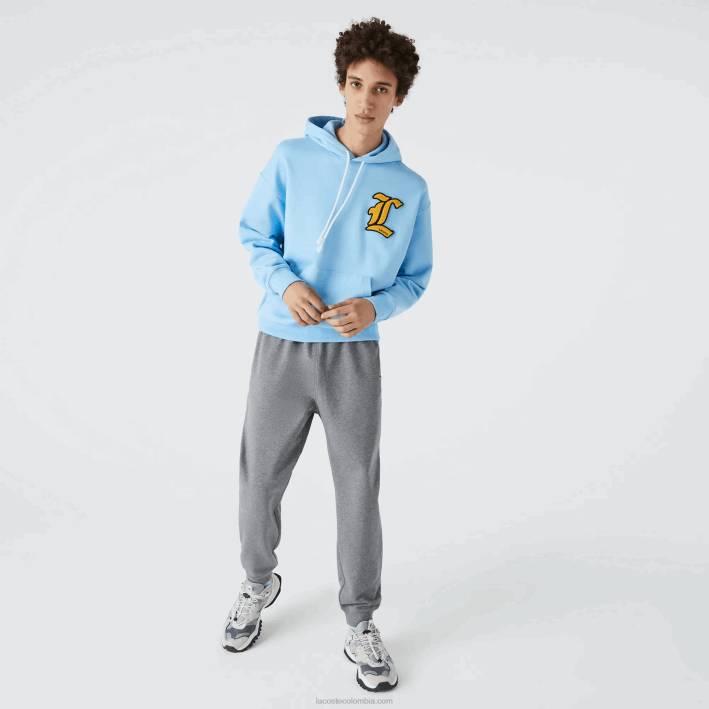 hombres Lacoste 6F241208 lomo gris 1vq pantalones de chándal de felpa de algodón orgánico