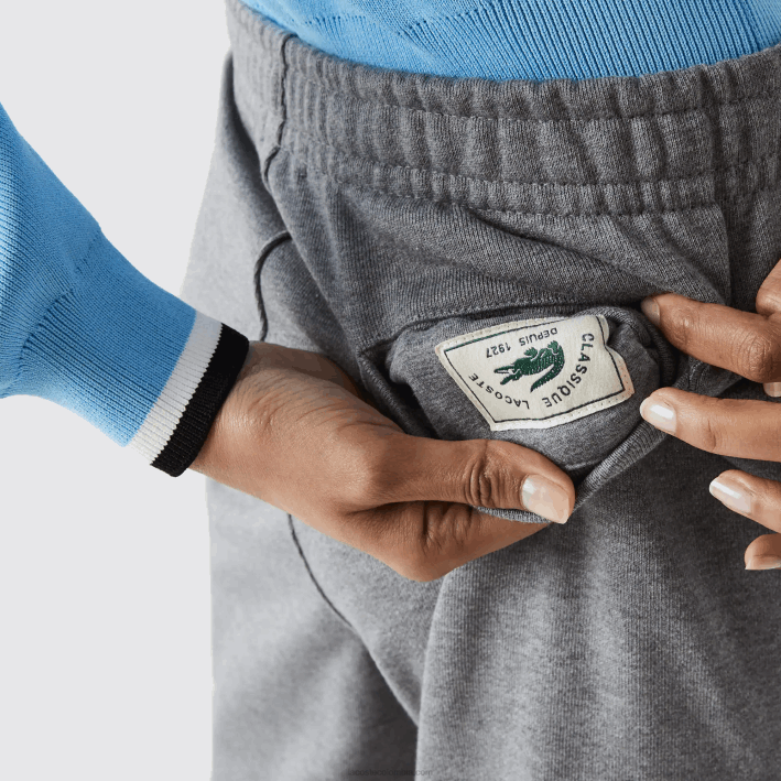 hombres Lacoste 6F241208 lomo gris 1vq pantalones de chándal de felpa de algodón orgánico