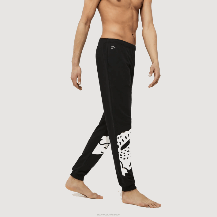 hombres Lacoste 6F241469 blanco negro 258 pantalones de interior de mezcla de vellón de algodón con diseño de cocodrilo