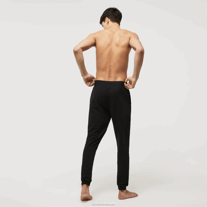 hombres Lacoste 6F241469 blanco negro 258 pantalones de interior de mezcla de vellón de algodón con diseño de cocodrilo
