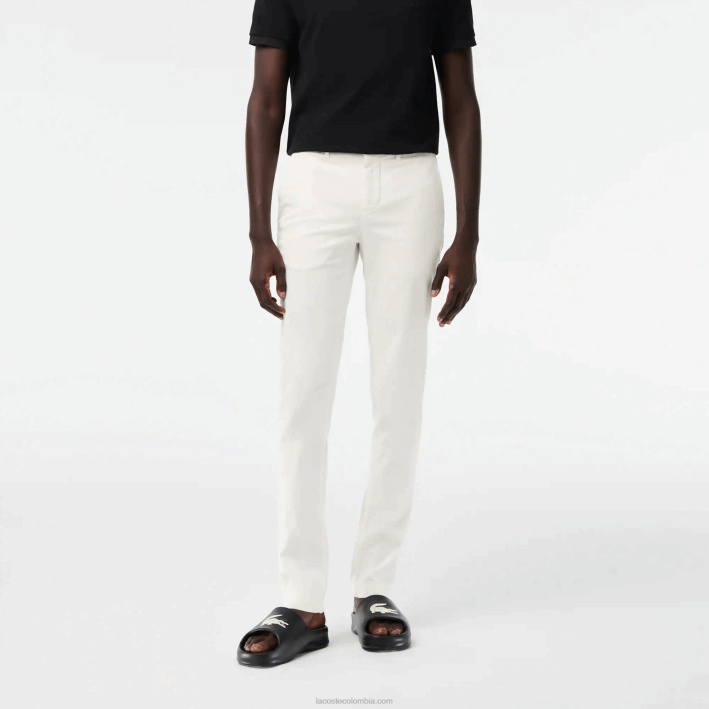 hombres Lacoste 6F241550 blanco 70v Nuevos pantalones clásicos de algodón elástico slim fit