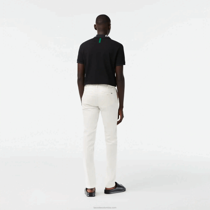 hombres Lacoste 6F241550 blanco 70v Nuevos pantalones clásicos de algodón elástico slim fit