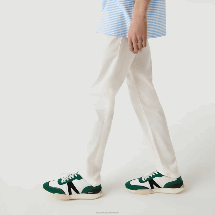 hombres Lacoste 6F241550 blanco 70v Nuevos pantalones clásicos de algodón elástico slim fit