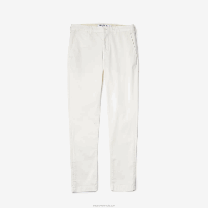 hombres Lacoste 6F241550 blanco 70v Nuevos pantalones clásicos de algodón elástico slim fit