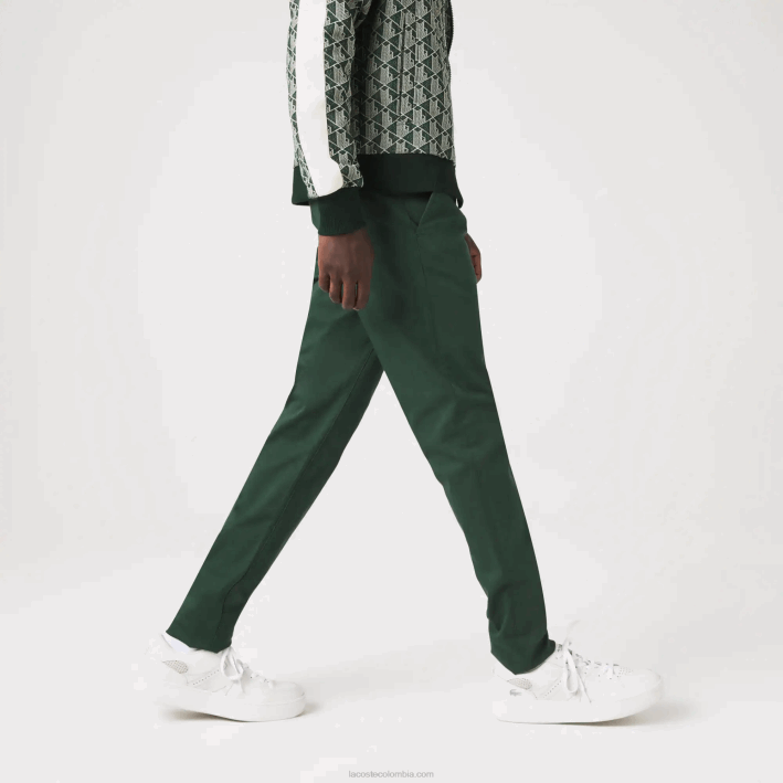 hombres Lacoste 6F241655 verde 5hx Nuevos pantalones clásicos de algodón elástico slim fit