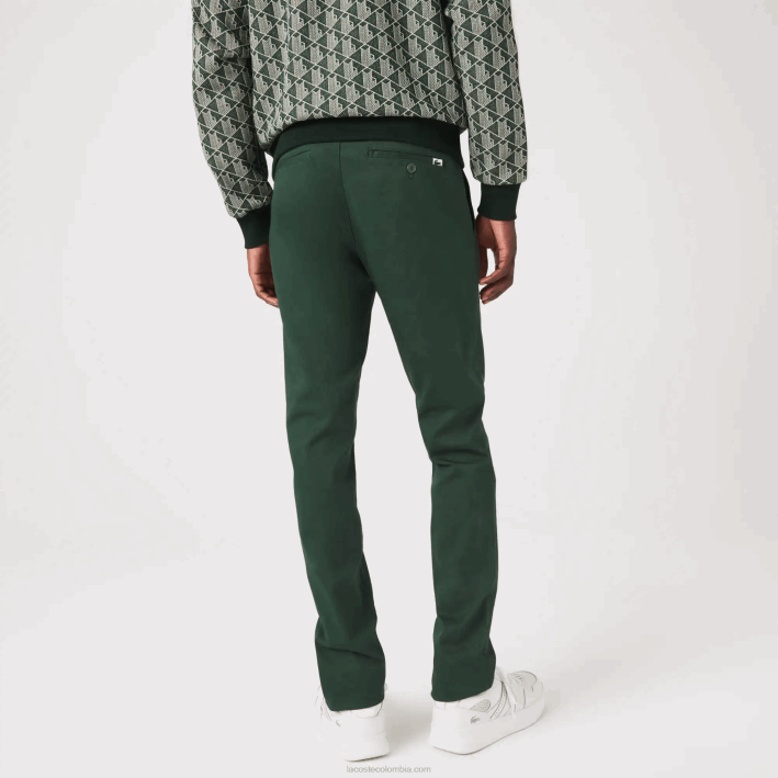hombres Lacoste 6F241655 verde 5hx Nuevos pantalones clásicos de algodón elástico slim fit