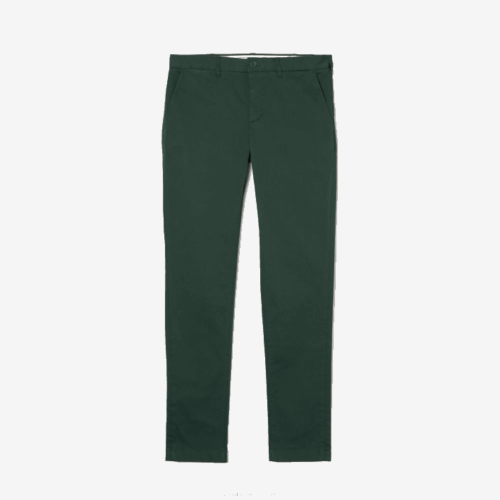 hombres Lacoste 6F241655 verde 5hx Nuevos pantalones clásicos de algodón elástico slim fit