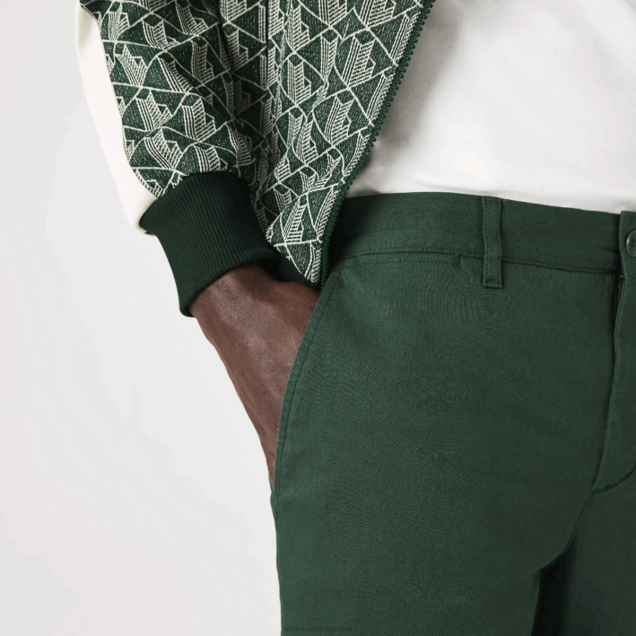 hombres Lacoste 6F241655 verde 5hx Nuevos pantalones clásicos de algodón elástico slim fit