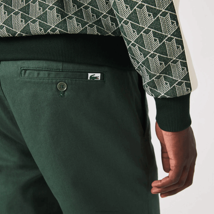 hombres Lacoste 6F241655 verde 5hx Nuevos pantalones clásicos de algodón elástico slim fit