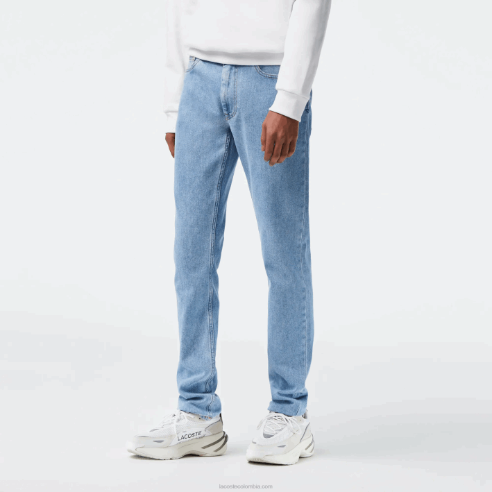 hombres Lacoste 6F24418 mku azul pantalones de mezclilla de algodón elástico slim fit