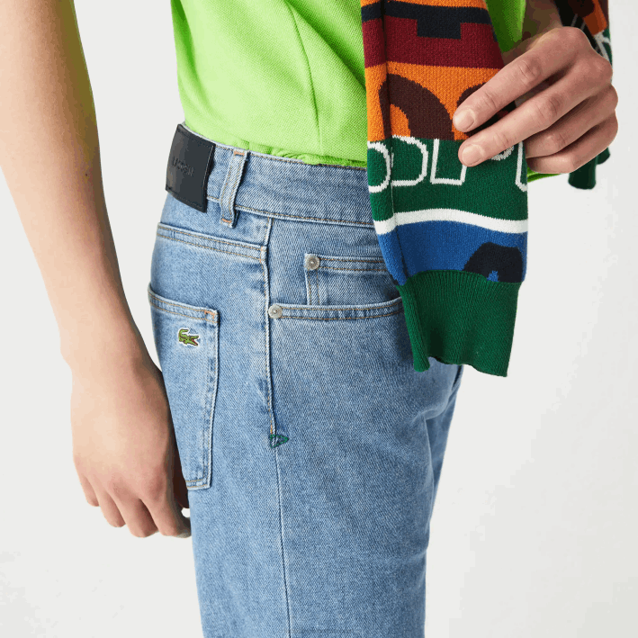 hombres Lacoste 6F24418 mku azul pantalones de mezclilla de algodón elástico slim fit