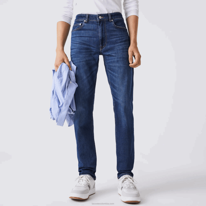 hombres Lacoste 6F24419 azul mk9 pantalones de mezclilla de algodón elástico slim fit