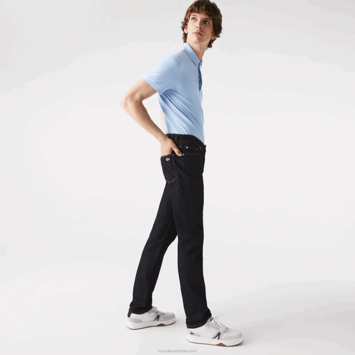 hombres Lacoste 6F24420 azul ml4 pantalones de mezclilla de algodón elástico slim fit