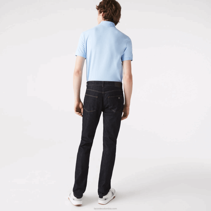 hombres Lacoste 6F24420 azul ml4 pantalones de mezclilla de algodón elástico slim fit