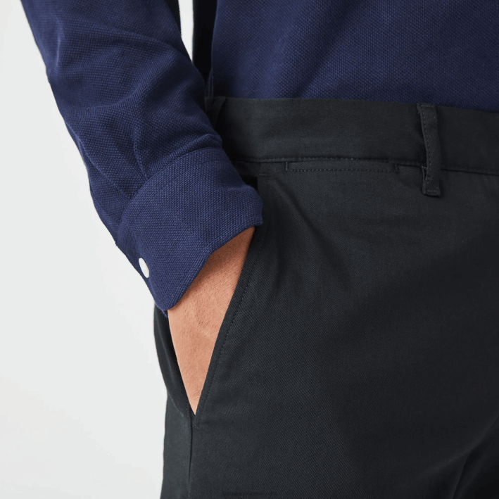 hombres Lacoste 6F24477 negro 031 Nuevos pantalones clásicos de algodón elástico slim fit