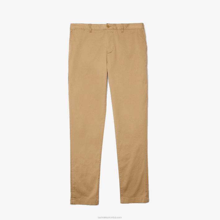 hombres Lacoste 6F24479 beige 02s Nuevos pantalones clásicos de algodón elástico slim fit