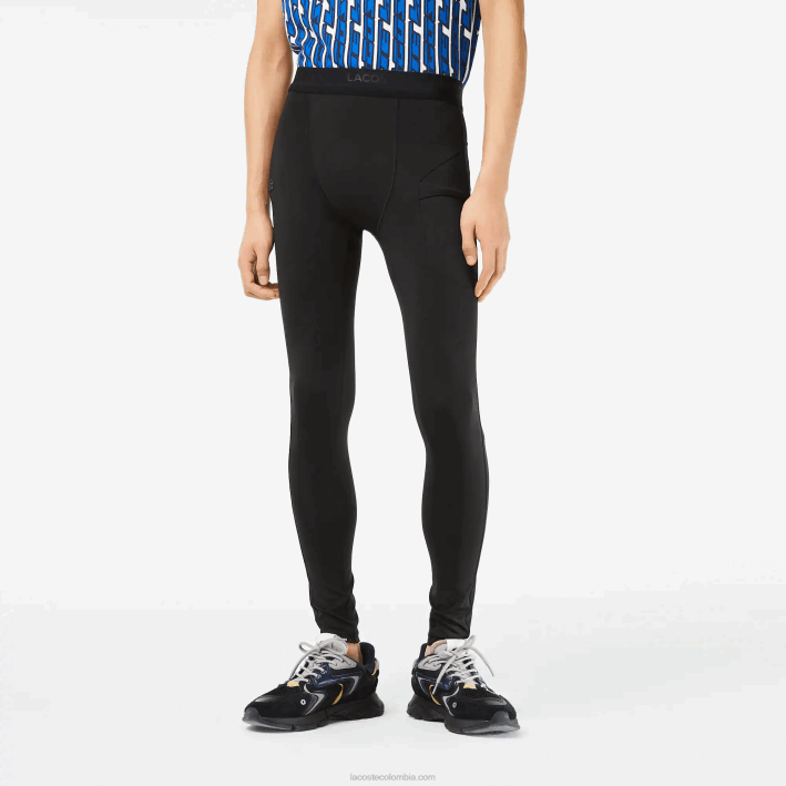 hombres Lacoste 6F24509 negro 031 leggins deportivos de poliéster reciclado