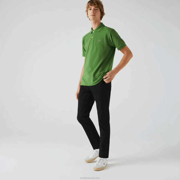 hombres Lacoste 6F24548 negro 031 pantalones slim fit de gabardina elástica