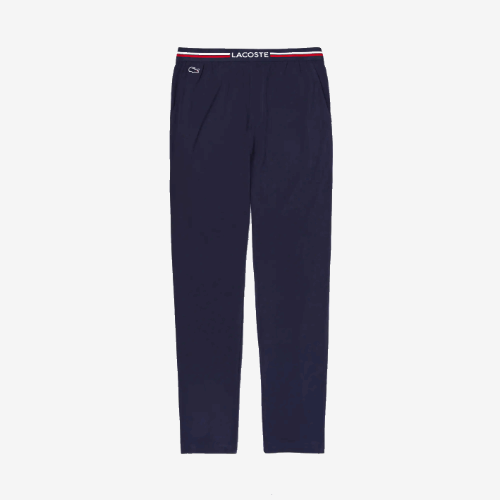hombres Lacoste 6F241402 azul marino 166 pantalones de pijama de jersey con cinturilla tricolor