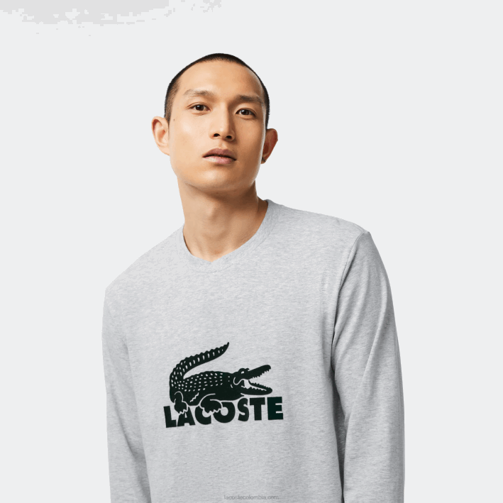 hombres Lacoste 6F241457 azul marino gris chine verde vxd pijama largo de terciopelo con logo