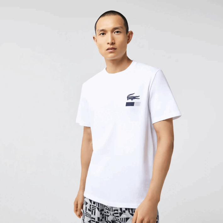 hombres Lacoste 6F241511 blanco azul marino gris chin 40s pijama con estampado gráfico
