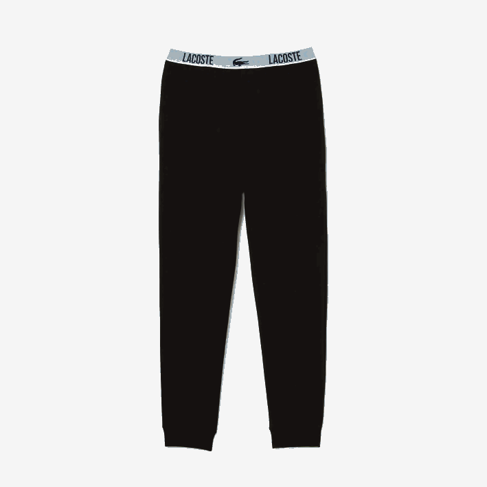 hombres Lacoste 6F241523 negro 031 pantalones de pijama con estampado de cocodrilo en la cintura