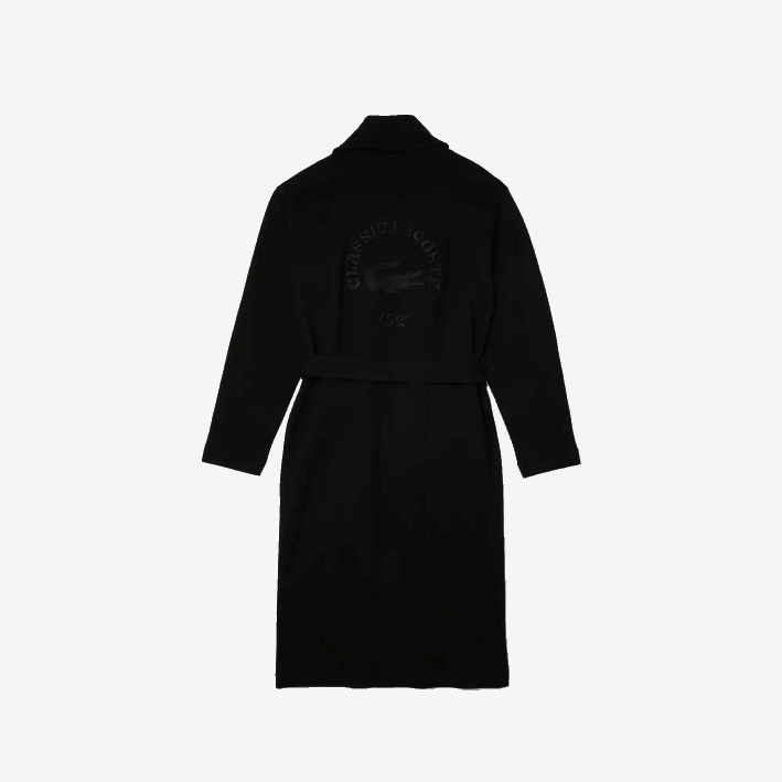 hombres Lacoste 6F241525 negro 031 albornoz largo de punto de algodón texturizado de ajuste holgado
