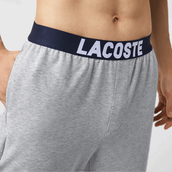 hombres Lacoste 6F241567 gris chino blanco azul marino tya pantalones de pijama oversize con logo